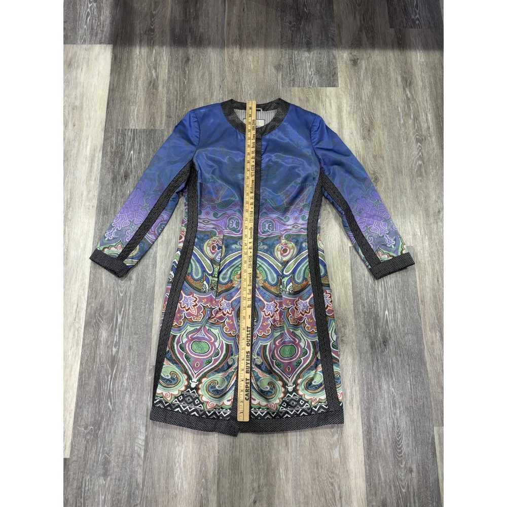 Etro Milano Paisley Printed Colorful Snap Up Coat Lined Made In Italy Size 42 - Picture 5 of 12